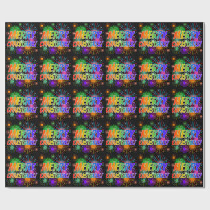 Fun, kleurrijk, regenboogspectrum "MERRY CHRISTMAS Cadeaupapier
