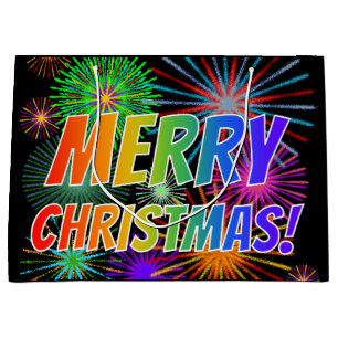 Fun, kleurrijk, regenboogspectrum "MERRY CHRISTMAS Groot Cadeauzakje