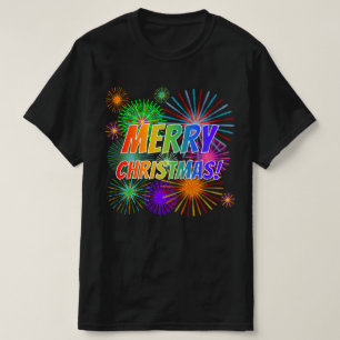 Fun, kleurrijk, regenboogspectrum "MERRY CHRISTMAS T-shirt