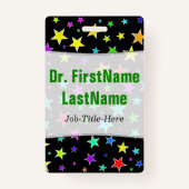 Fun, kleurrijk sterrenpatroon; Persoonlijke naam Badge (Voorkant)