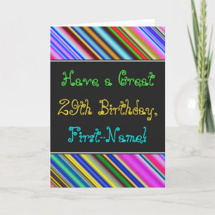 Fun, kleurrijk, Whimsical 29th Birthday Card Kaart