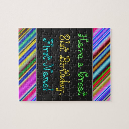 Fun, kleurrijk, Whimsical 81st Birthday Puzzle Legpuzzel (Horizontaal)