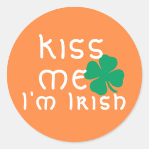 Fun Kus me Ik ben Iers Oranje Green Lucky Clover Ronde Sticker