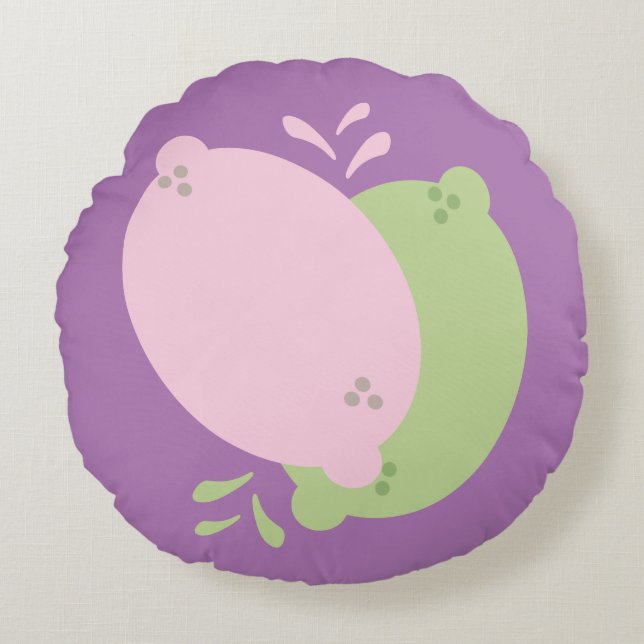 Fun Lemon en Limoen Fresh Squeezable Citrus Rond Kussen (Voorkant)