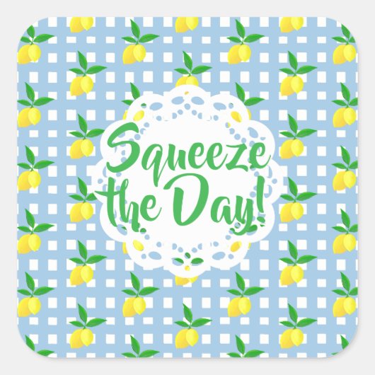 Fun Lemon Theme Squeeze the Day Sticker (Devant)