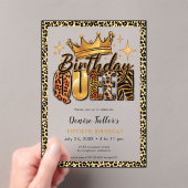 Fun Leopard Birthday Queen Fifty Birthday Acryl Uitnodigingen (Insitu (Draagbaar))