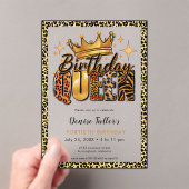 Fun Leopard Birthday Queen Forty Birthday Acryl Uitnodigingen (Insitu (Draagbaar))