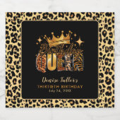Fun Leopard Birthday Queen Thirty Birthday Sparkling Wijnetiket (Enkel label)