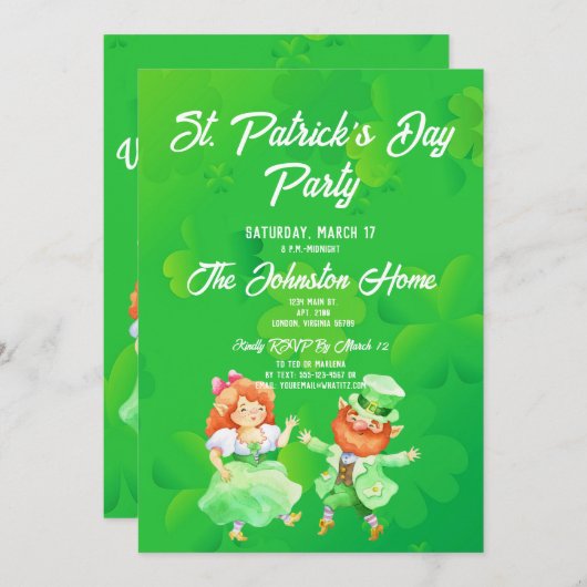 Fun Leprechauns St. Patrick's Day Party Invitation (Devant / Derrière)
