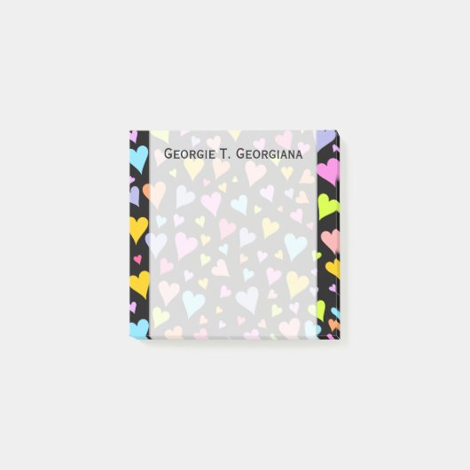 Fun, liefhebbend, kleurrijk Hearts Patroon + aange Post-it® Notes (Voorkant)