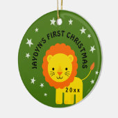 Fun Lion Baby's eerste kerstcadeau cirkel Keramisch Ornament (Links)
