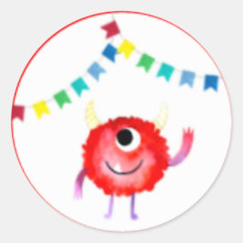 Fun Little Monster Party, Zombie, Friendly, Cute Ronde Sticker