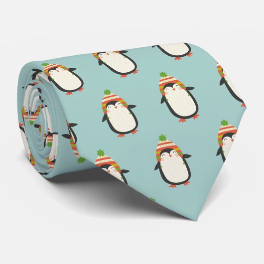 Fun Little Penguin Pattern - Kerstmis Stropdas (Opgerold)