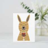 Fun Llama Drink rode wijn Briefkaart (Staand voorkant)