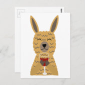 Fun Llama Drink rode wijn Briefkaart (Voorkant / Achterkant)