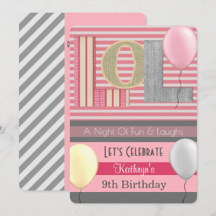 Fun "LOL" Girl Slumber Party Birthday Kaart