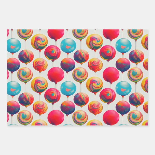 Fun Lollipops en Alles Snoep Lane Inpakpapier Vel (Voorkant 3)