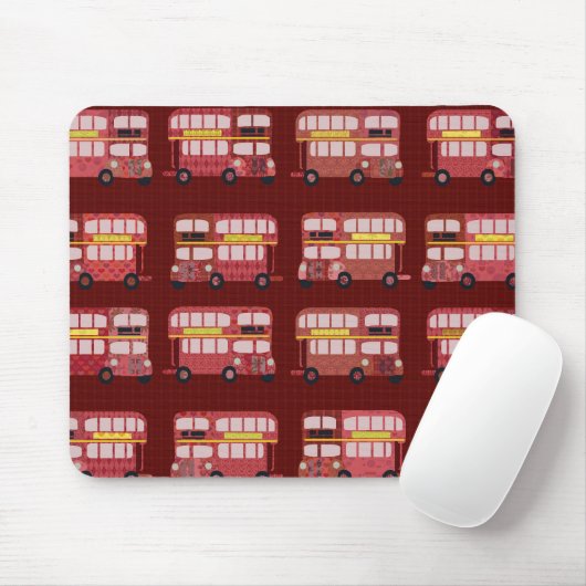 Fun London Double Decker Bus Cartoon Pattern Muismat (Met muis)