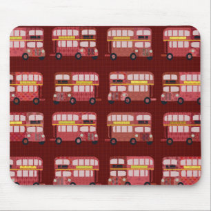 Fun London Double Decker Bus Cartoon Pattern Muismat