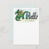 Fun Long Neck Dinosaur Hallo Personal Kinder Note Bedankkaart (Voorkant / Achterkant)