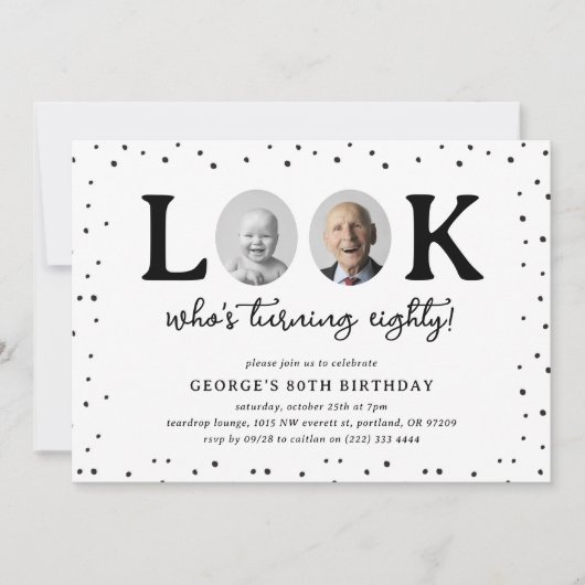 Fun Look's Who's 80' 2 x photo 80th Birthday Kaart (Voorkant)