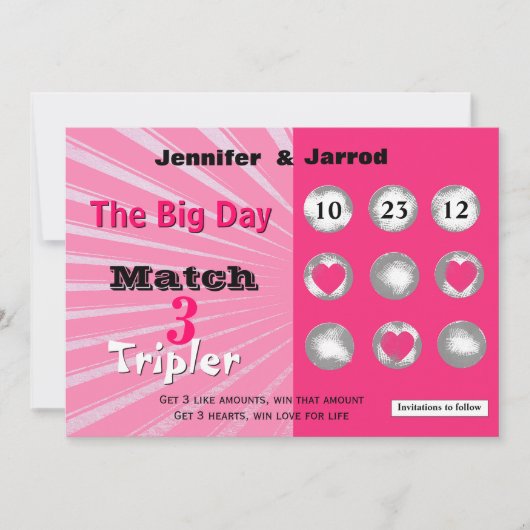 Fun Lotto Scratch Off Faire-part Mariage (Devant)