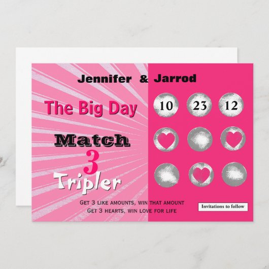 Fun Lotto Scratch Off Faire-part Mariage (Devant / Derrière)