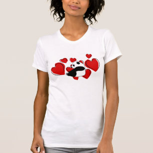 Fun Love Pandas T - shirts rode harten schattig Pa