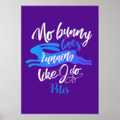 Fun Love run Bunny met Blue and Paars Typografie Poster (Voorkant)