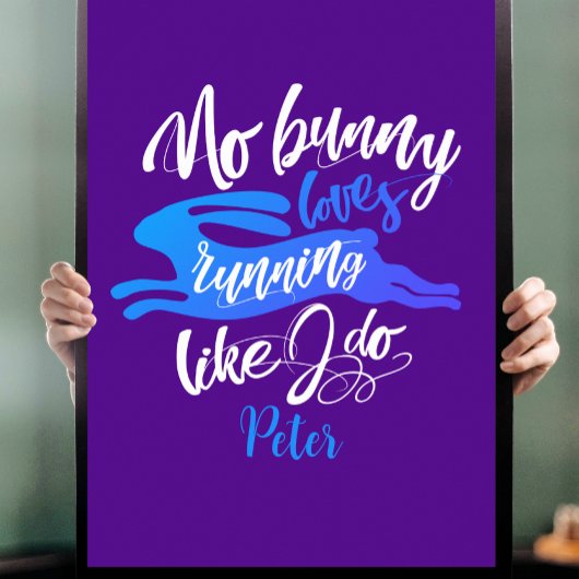 Fun Love run Bunny met Blue and Paars Typografie Poster