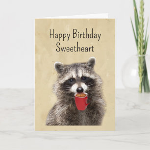 Fun Love You Verjaardag Sweetheart Fun Raccoon Kaart