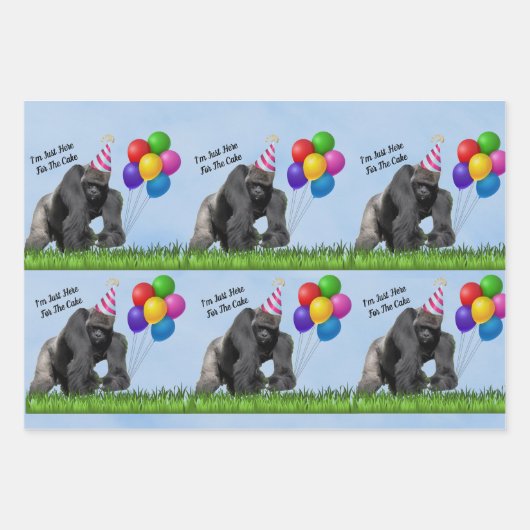 Fun Loving Birthday Gorilla - Verpakking Papier Bl Inpakpapier Vel (Voorkant)