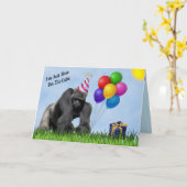Fun Loving Gorilla Verjaardag Kaart (Gele Bloem)