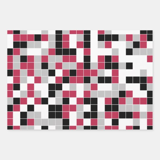 Fun Magenta Black Geometric Pattern Inpakpapier Vel (Voorkant 2)