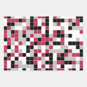 Fun Magenta Black Geometric Pattern Inpakpapier Vel (Voorkant)