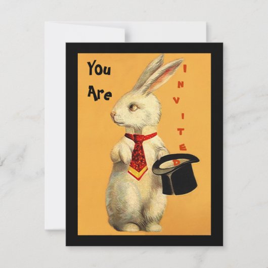 Fun  Magic Show Rabbit & Top Hat Invitation Kaart (Voorkant)