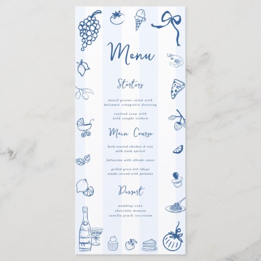 Fun Main Drake Blue Stripes Menu Italien (Devant)