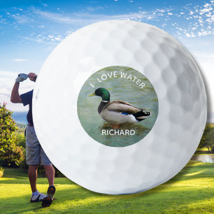 Fun Mandarin Duck Houdt Van Waternaam Golfballen