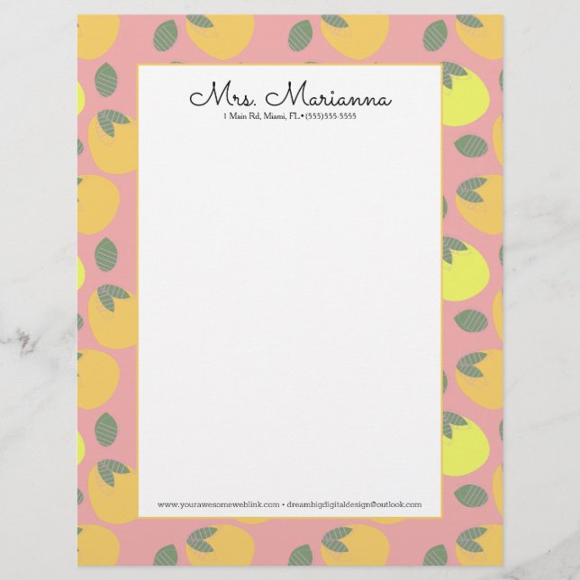 Fun Mango Oranje geel fruit Briefhoofd (Voorkant)