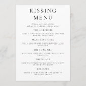 Fun Mariage Kissing Menu Activité Carte de jeu (Devant)