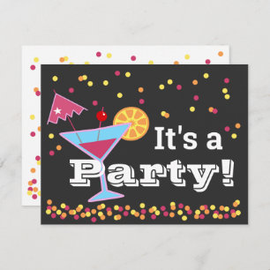 Fun Martini Umbrella Confetti Birthday Kaart