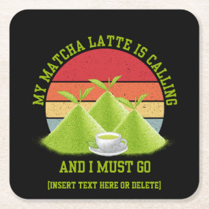 Fun MATCHA Mountains noemen Latte Drinker Vierkante Kartonnen Onderzetter