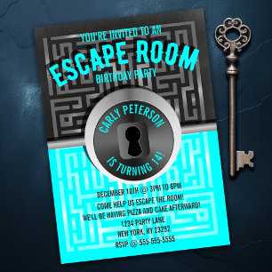 Fun Maze Escape Room Party-uitnodigingen Kaart