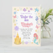 Fun Mermaid Birthday Invitation (Debout devant)