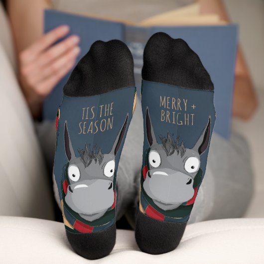 Fun Merry + Bright Customizable Donkey Blue Grey  Sokken (Onderkant)