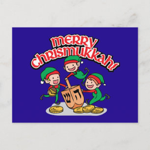 Fun Merry Chrismukkah Elves Dreidels Carte postale