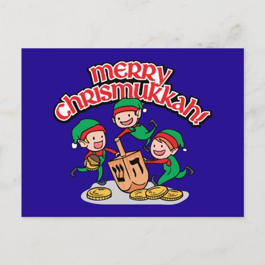 Fun Merry Chrismukkah Elves Dreidels Carte postale (Devant)