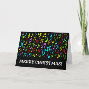 Fun "MERRY CHRISTMAS!", Muzieknoten kerstkaart Feestdagen Kaart
