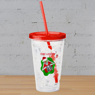 Fun Merry Christmas Skelet Ornamenten Splatter Acryl Drinkbeker