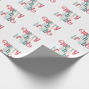 Fun Merry en Bright typografie Rood ontwerp Wrappi Cadeaupapier